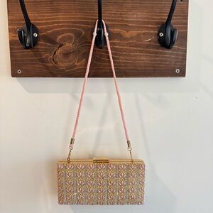 Nina New York Beaded Clutch Evening Bag Pink Yellow Y2K